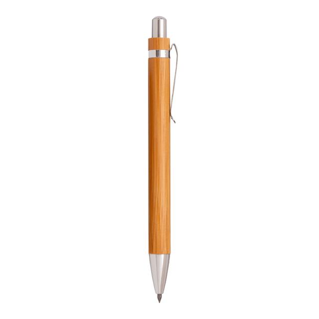 Penna senza inchiostro cancellabile in bambù, con clip in metallo.